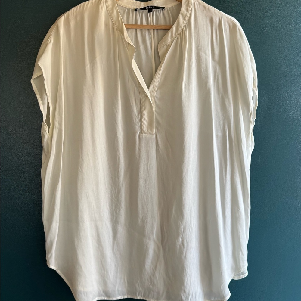Quince Washable Stretch Silk Dolman Sleeve Blouse
